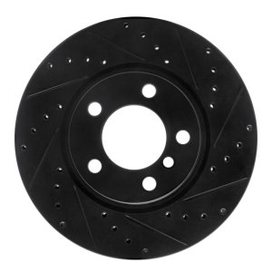 Mini Cooper Paceman Brake Rotor (1) - Front Right - R1 Concepts - Drilled & Slotted - Black - `11-`16